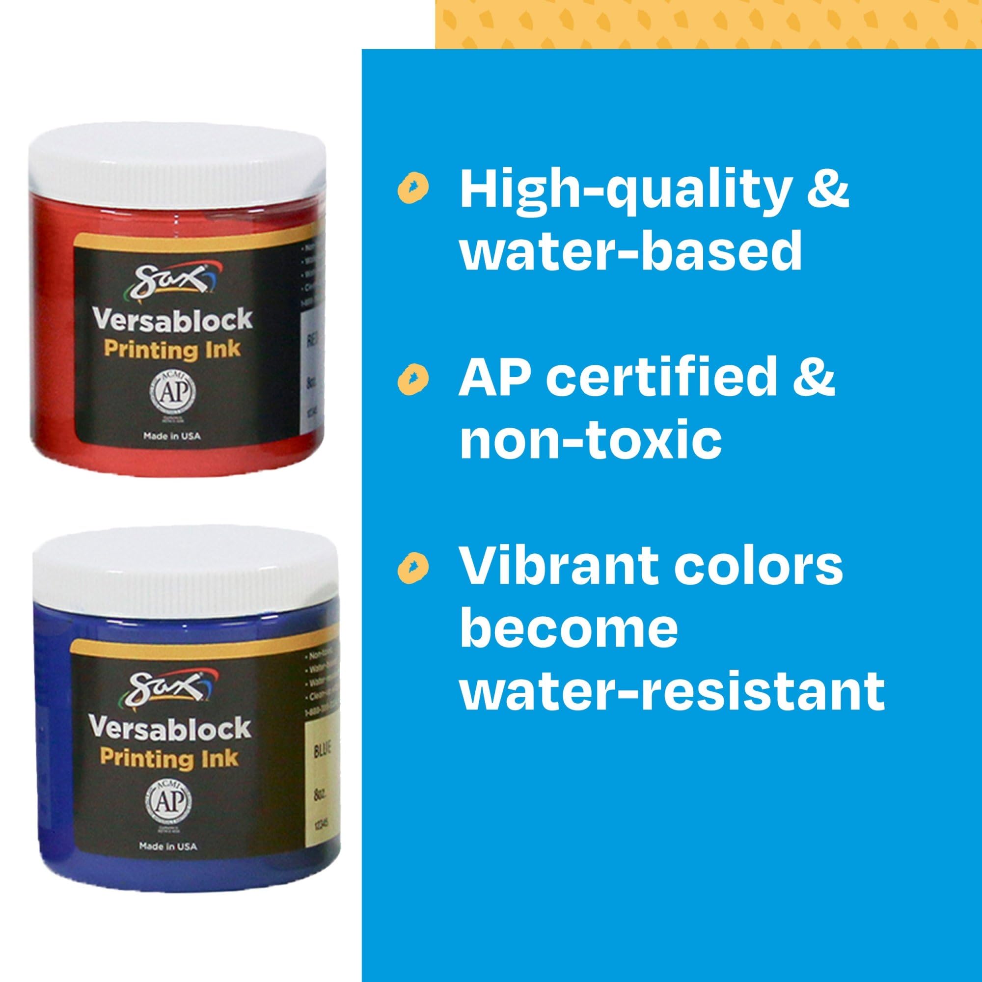 Sax Versablock Block Printing Inks for School and Arts and Crafts Use, Assorted Colors, 8 Ounce Jars, Set of 8 - Image 5